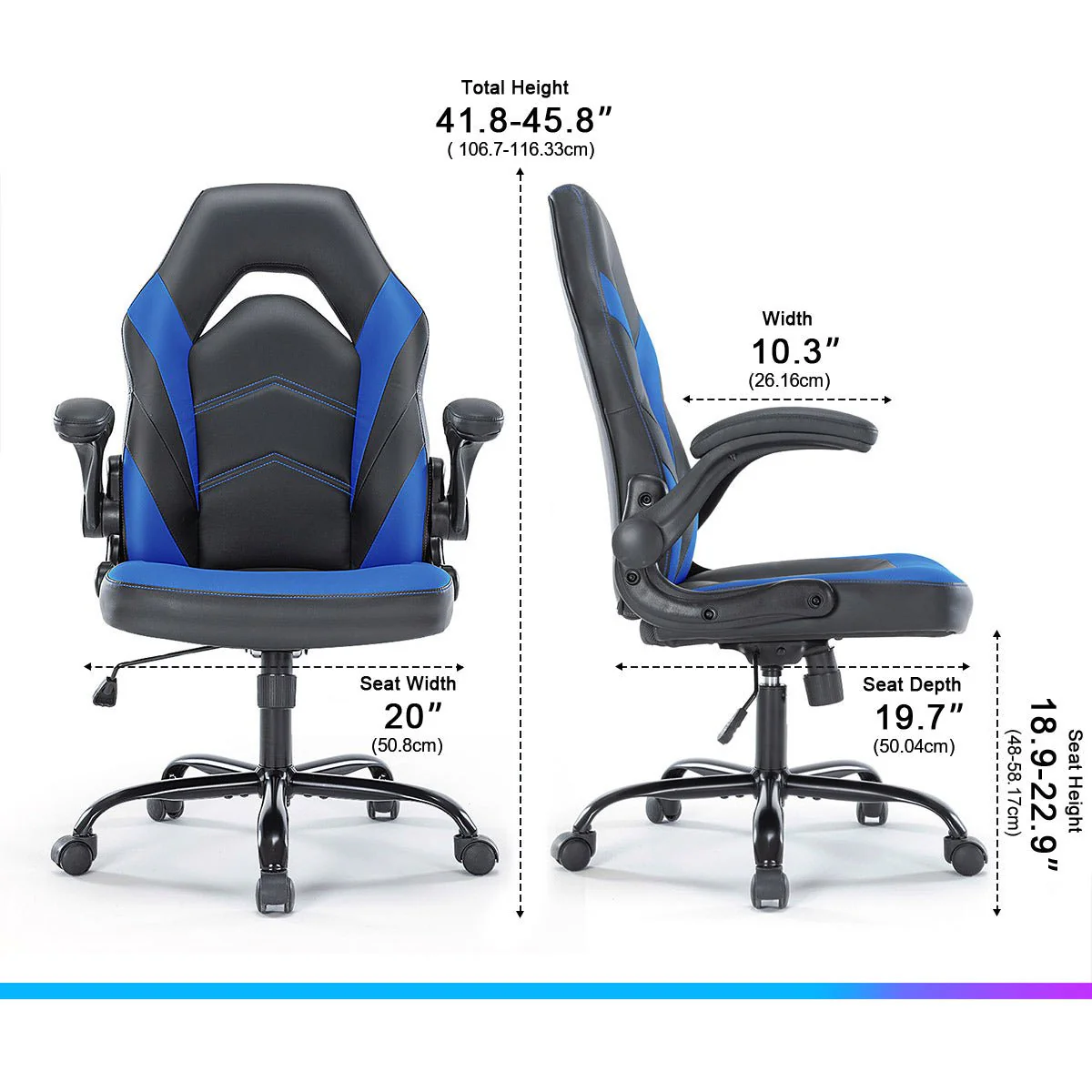 PU Leather Ergonomic Office Chair Swivel Computer Gaming Chair - Image 8