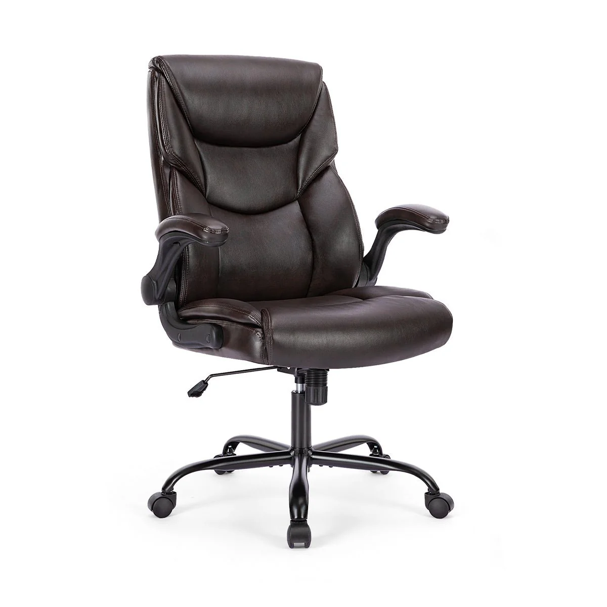 PU Leather Office Chair with Armrest,Lumbar Support, Strong Metal Base - Image 14