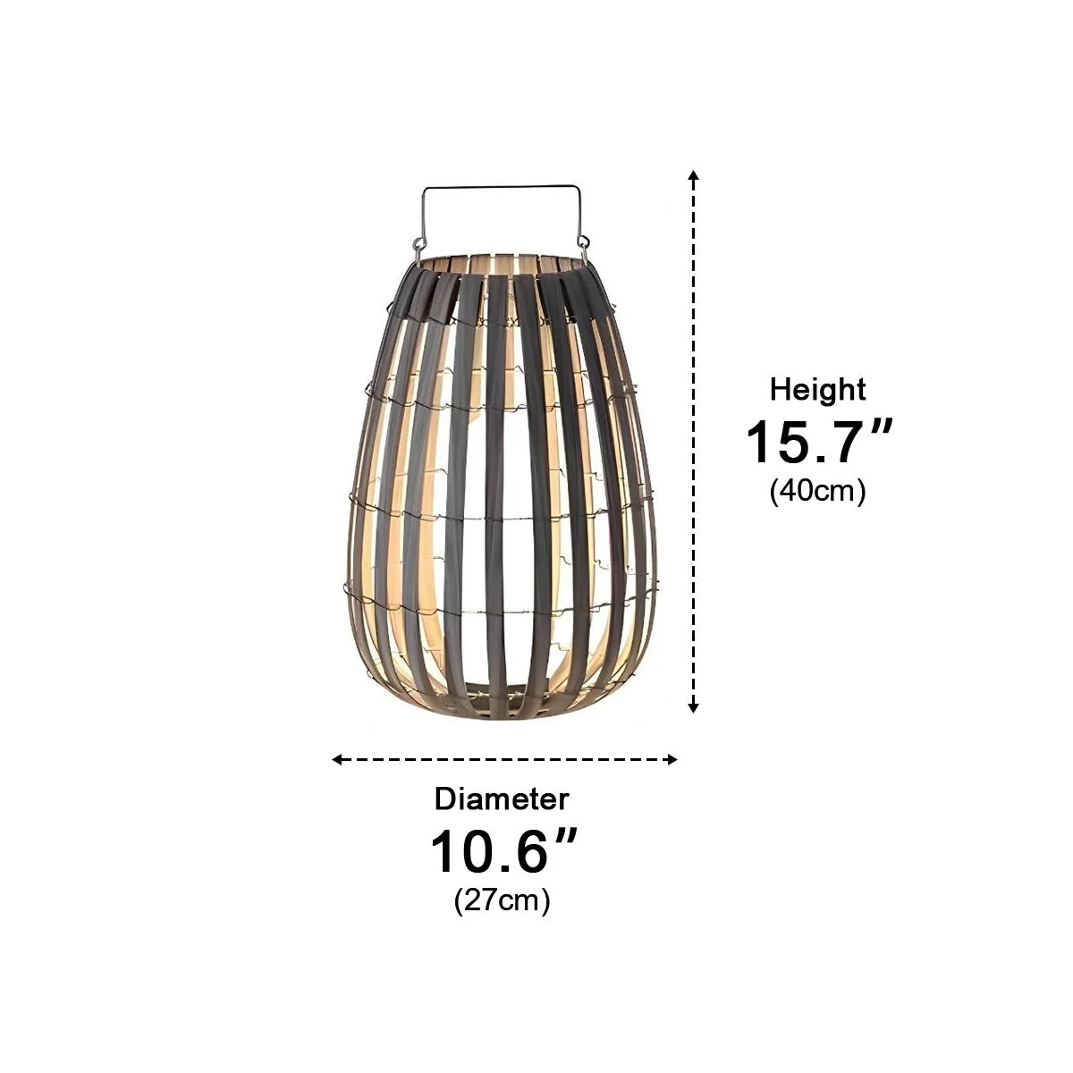 Rattan Hanging Lantern Shaped LED Waterproof Outdoor Lights - Image 10