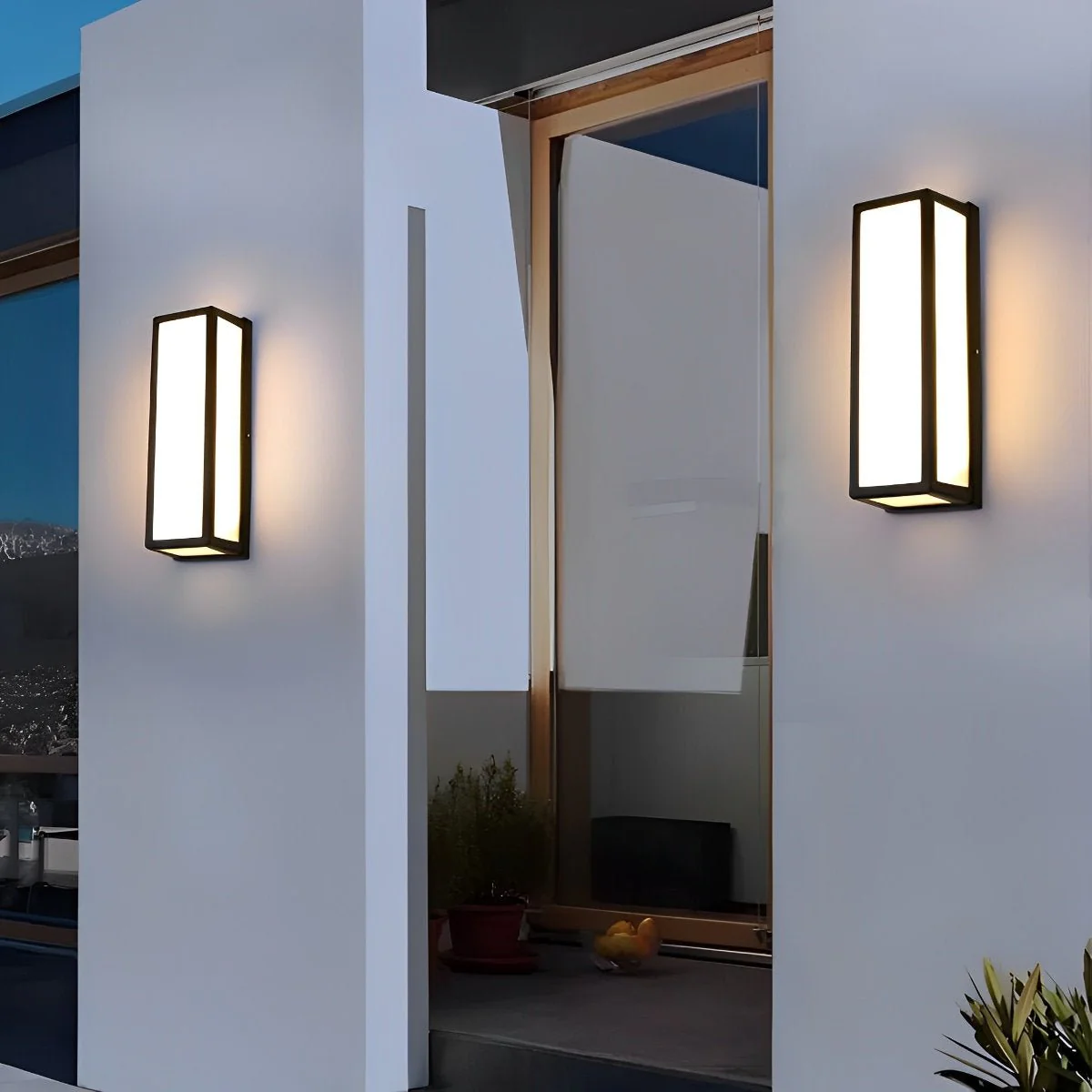 Rectangle LED Waterproof Motion Sensor Black Modern Wall Sconce Lighting - Image 2