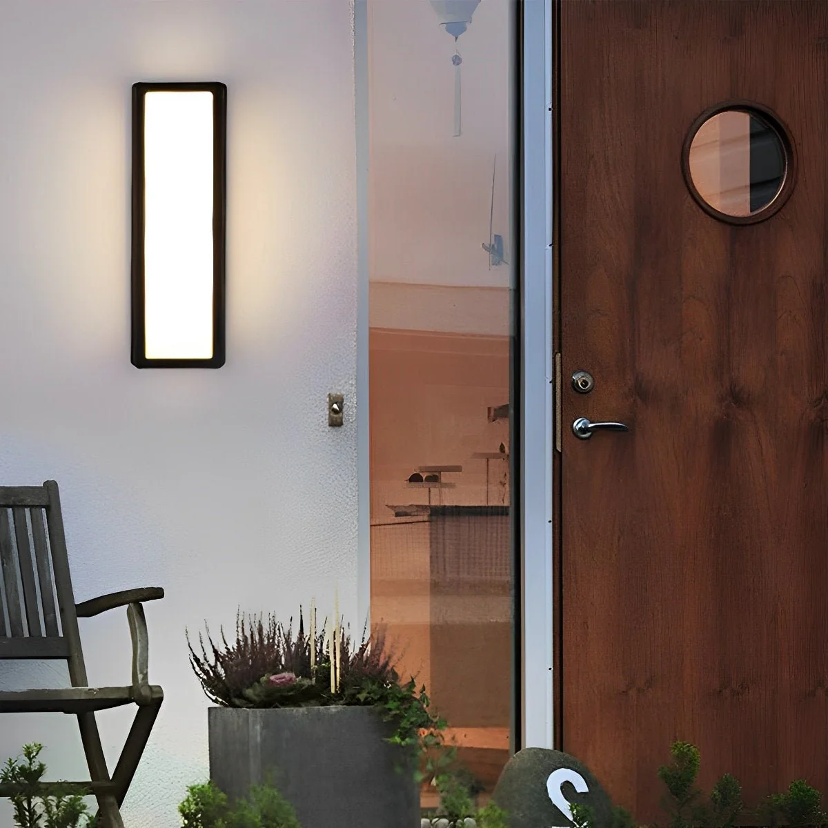 Rectangle LED Waterproof Motion Sensor Black Modern Wall Sconce Lighting - Image 5