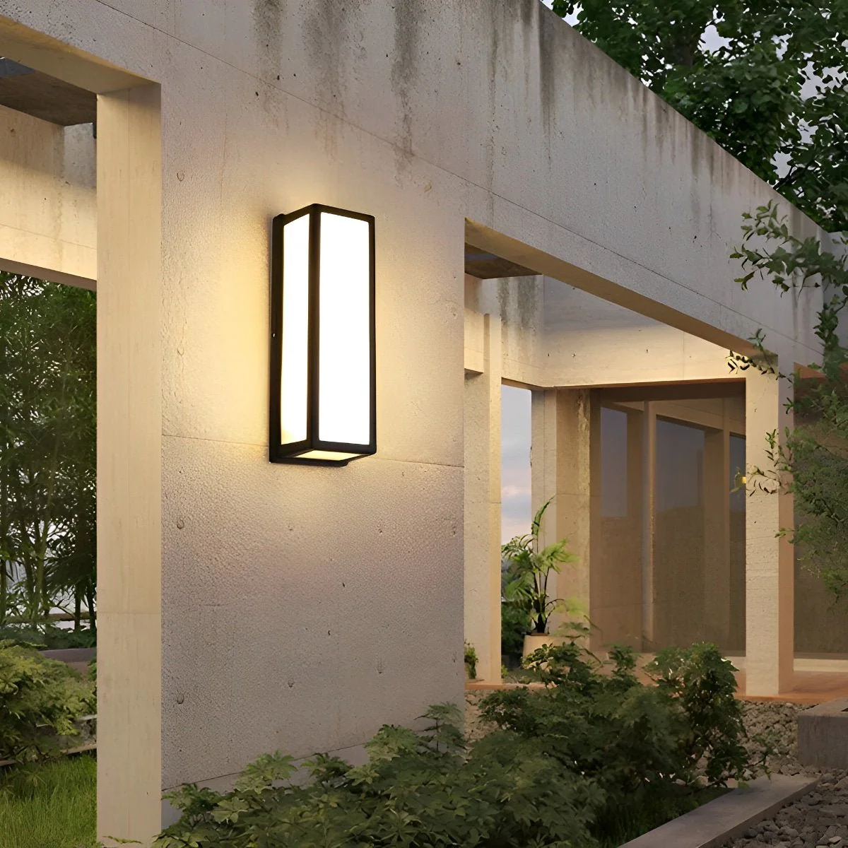 Rectangle LED Waterproof Motion Sensor Black Modern Wall Sconce Lighting - Image 6