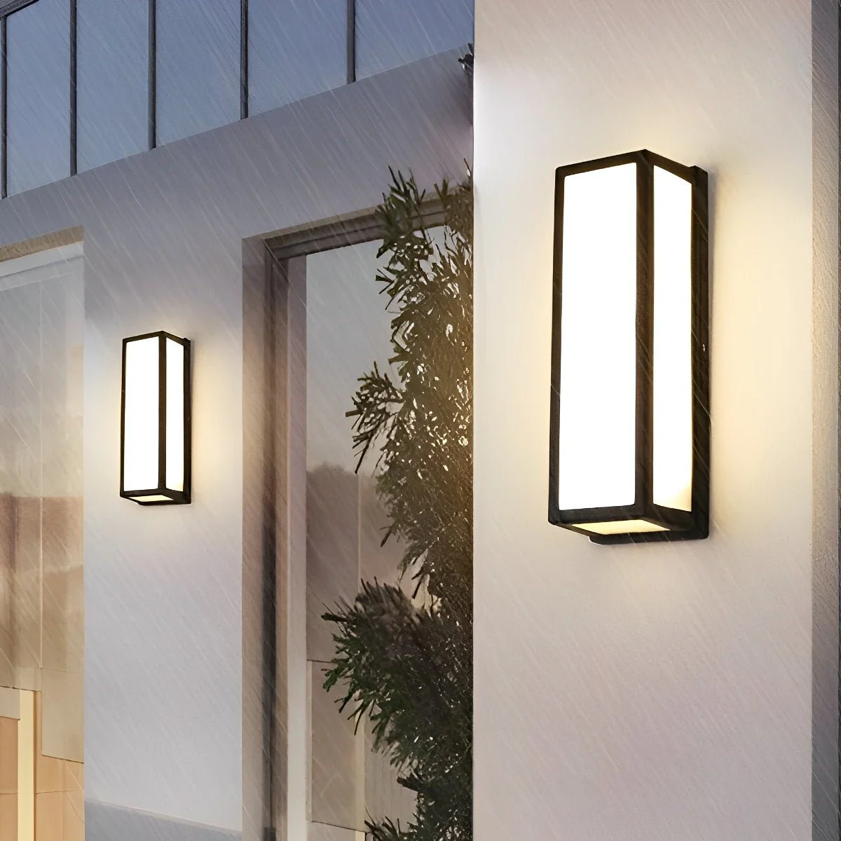 Rectangle LED Waterproof Motion Sensor Black Modern Wall Sconce Lighting - Image 7
