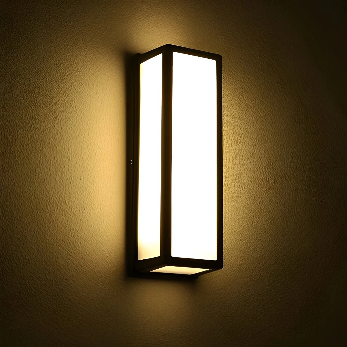 Rectangle LED Waterproof Motion Sensor Black Modern Wall Sconce Lighting - Image 9