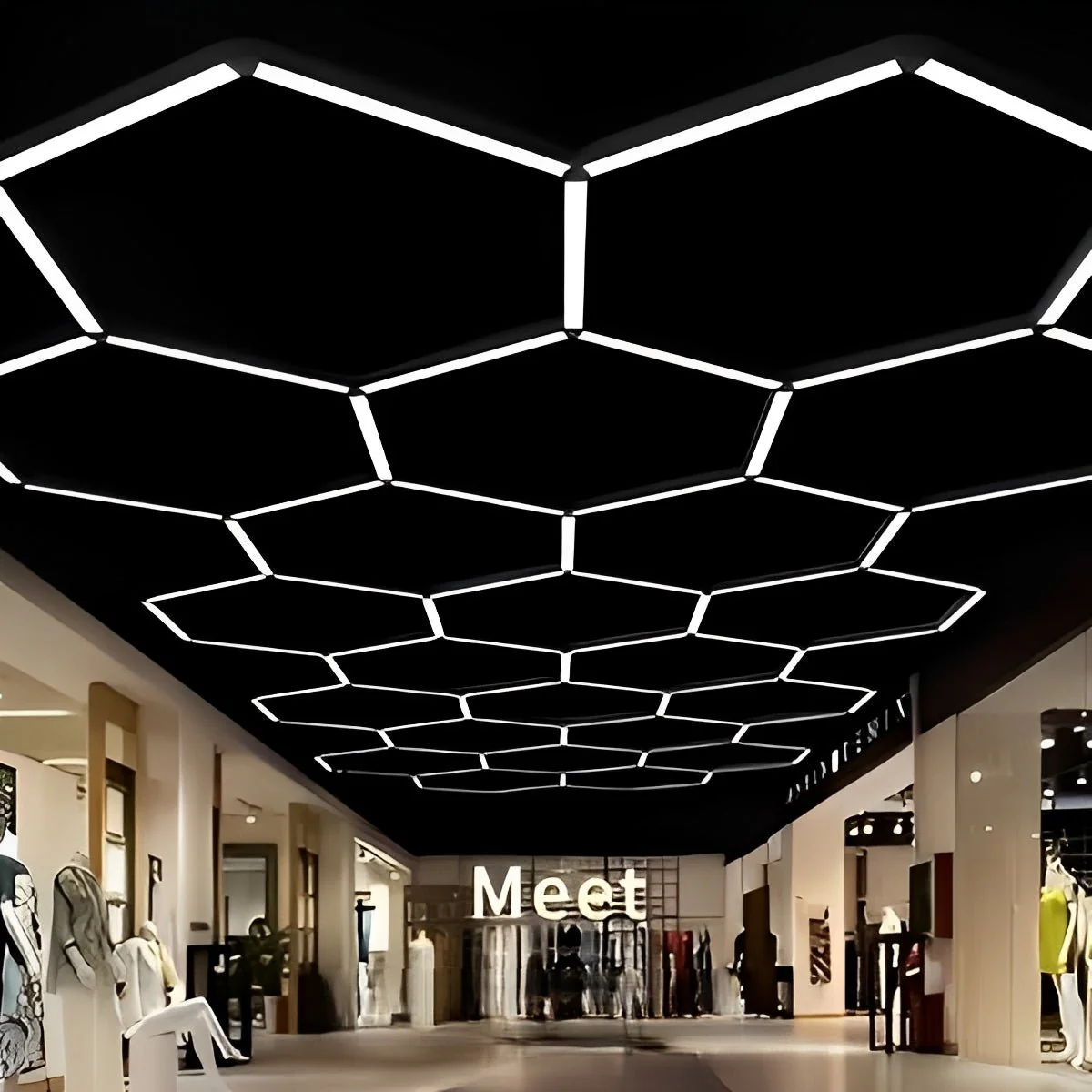 Minimalist Black LED Recessed Hanging Linear Light Set - Image 4