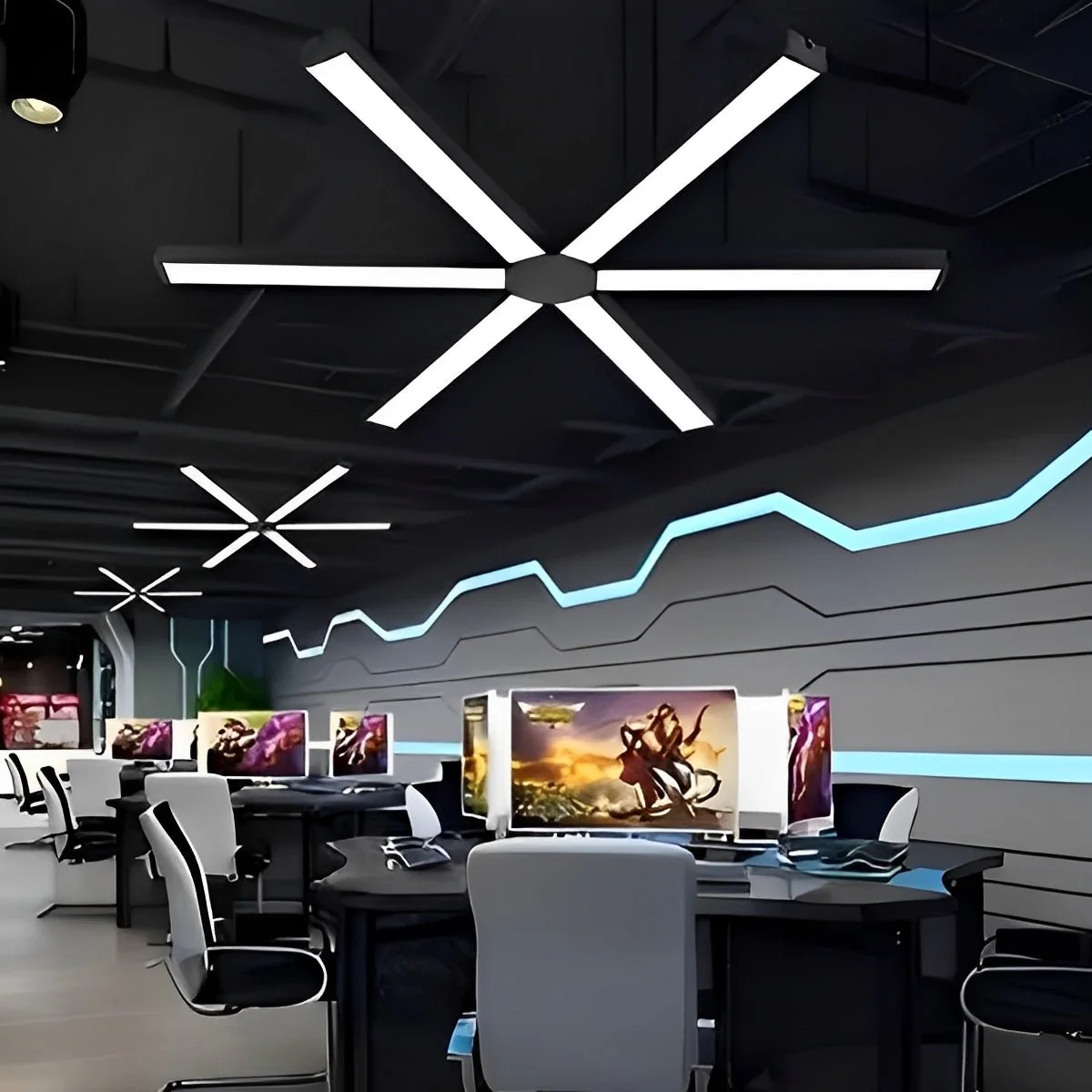 Minimalist Black LED Recessed Hanging Linear Light Set - Image 5