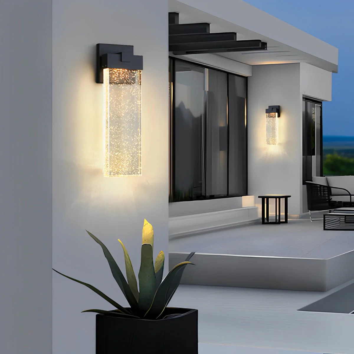 Rectangular Bubble Crystal Waterproof LED Modern Outdoor Wall Sconce - Image 4