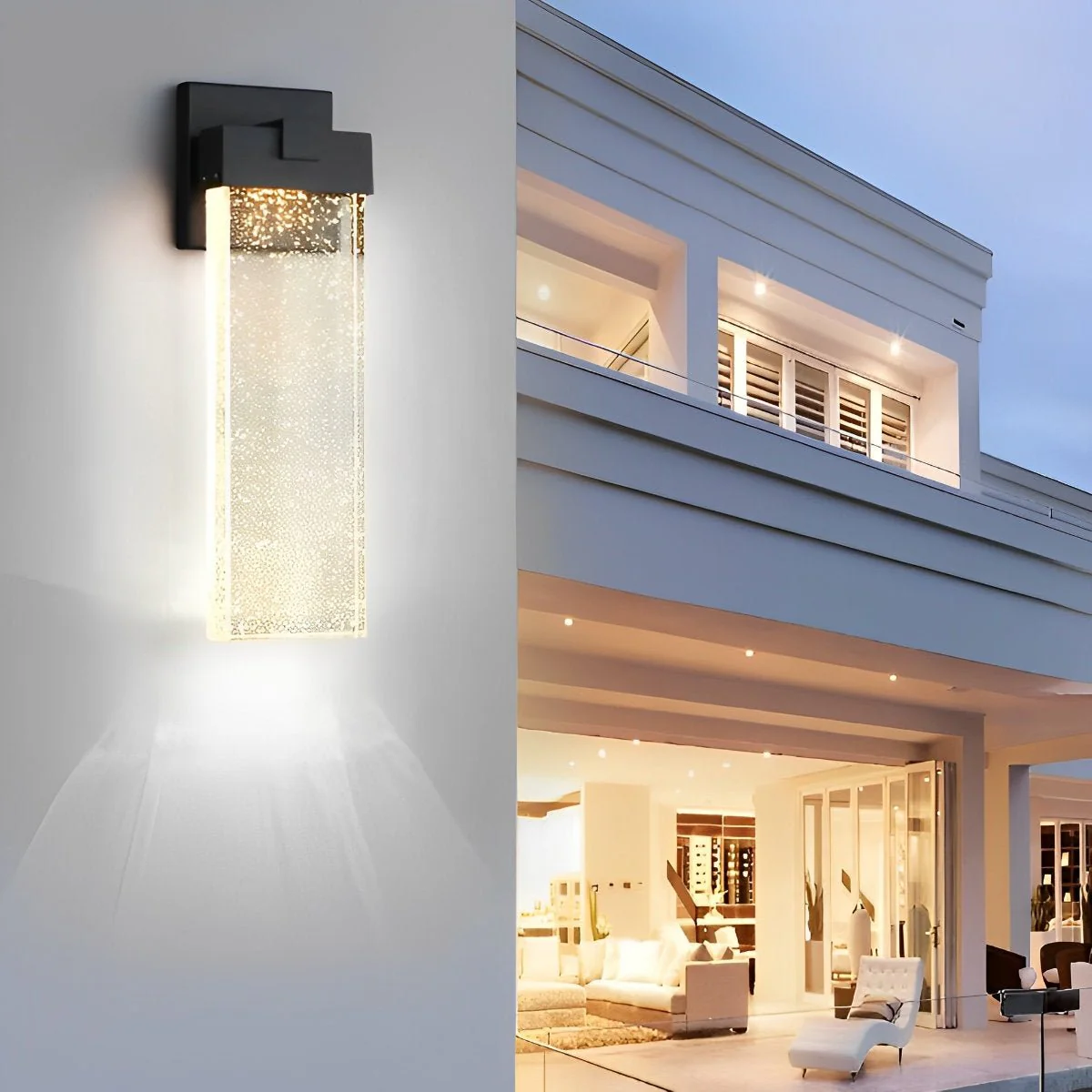 Rectangular Bubble Crystal Waterproof LED Modern Outdoor Wall Sconce - Image 6