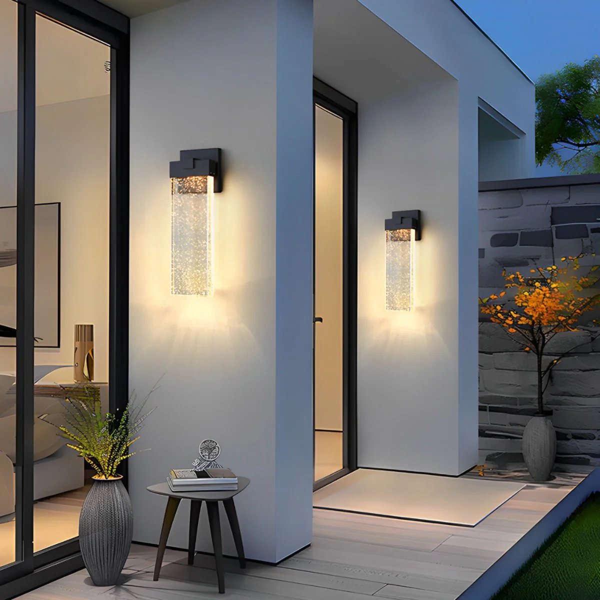 Rectangular Bubble Crystal Waterproof LED Modern Outdoor Wall Sconce - Image 9