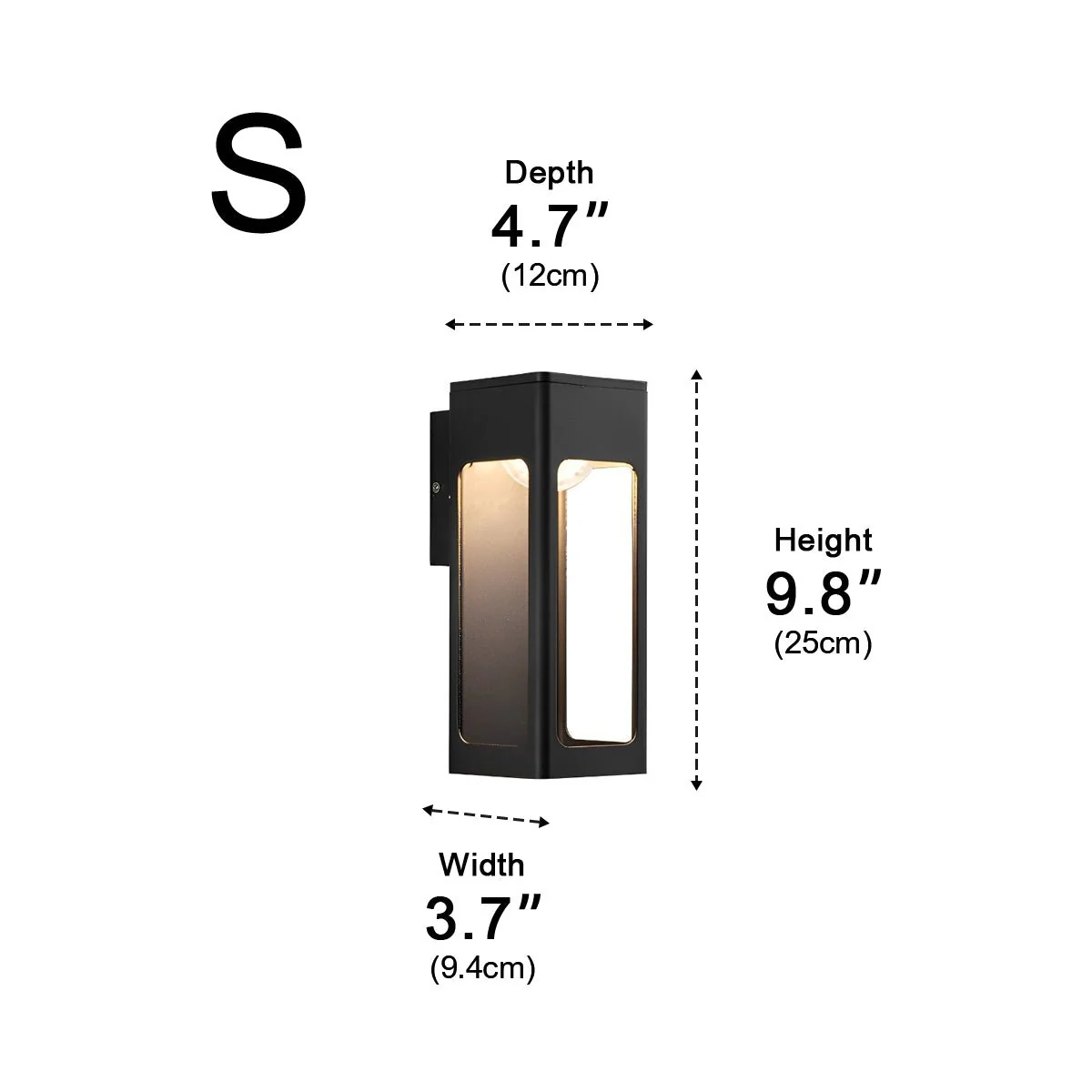 Modern Rectangular Waterproof LED Black Outdoor Wall Light Sconce Lamp - Image 12