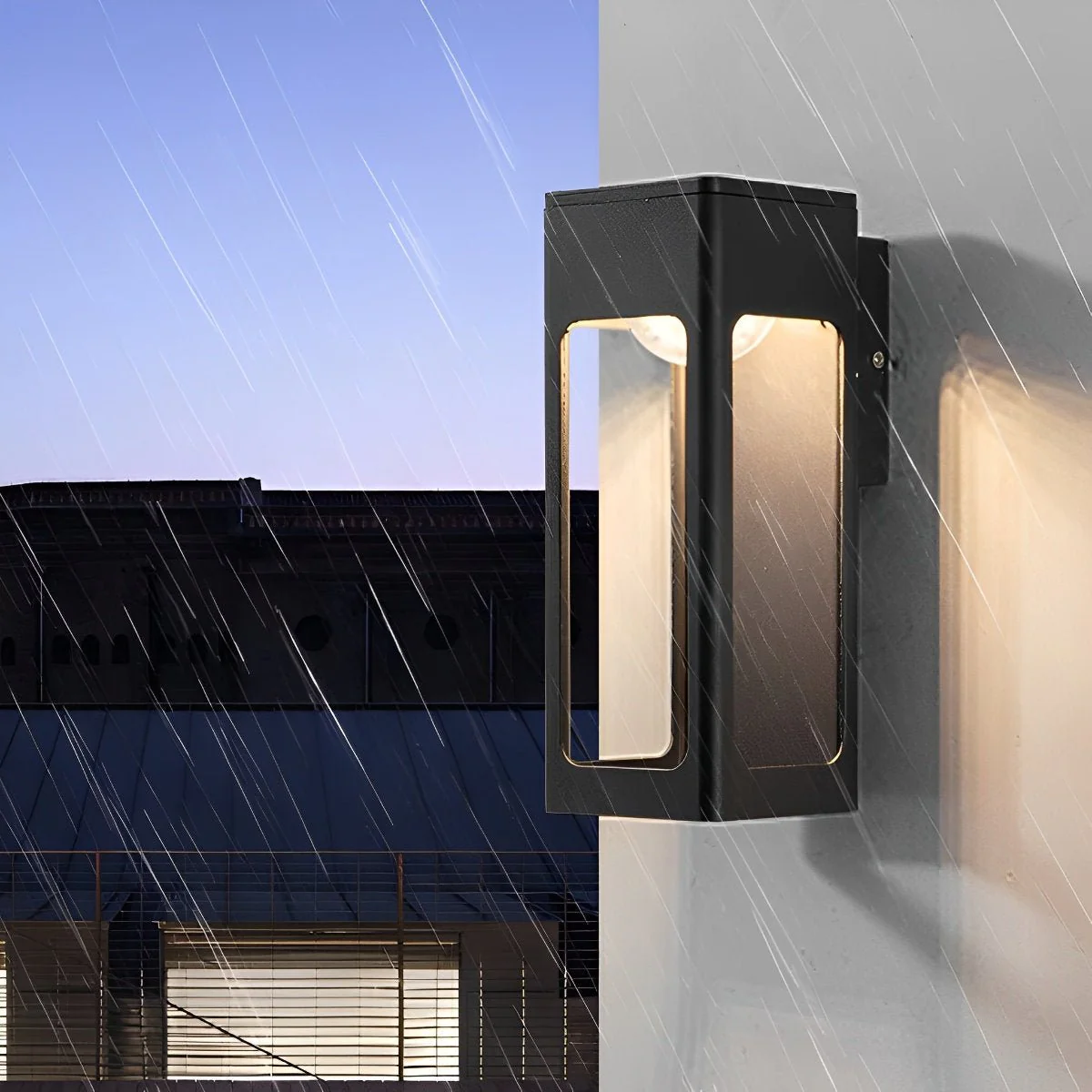Modern Rectangular Waterproof LED Black Outdoor Wall Light Sconce Lamp - Image 5