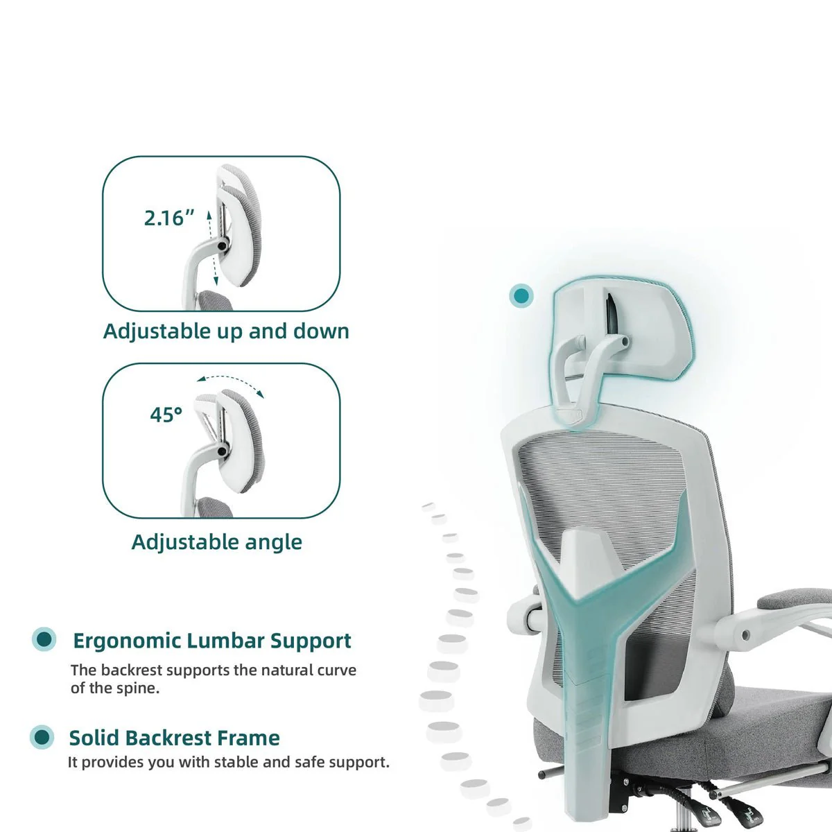 Modern Ergonomic Swivel Office Chair with Footrest & Lumbar Support - Image 5