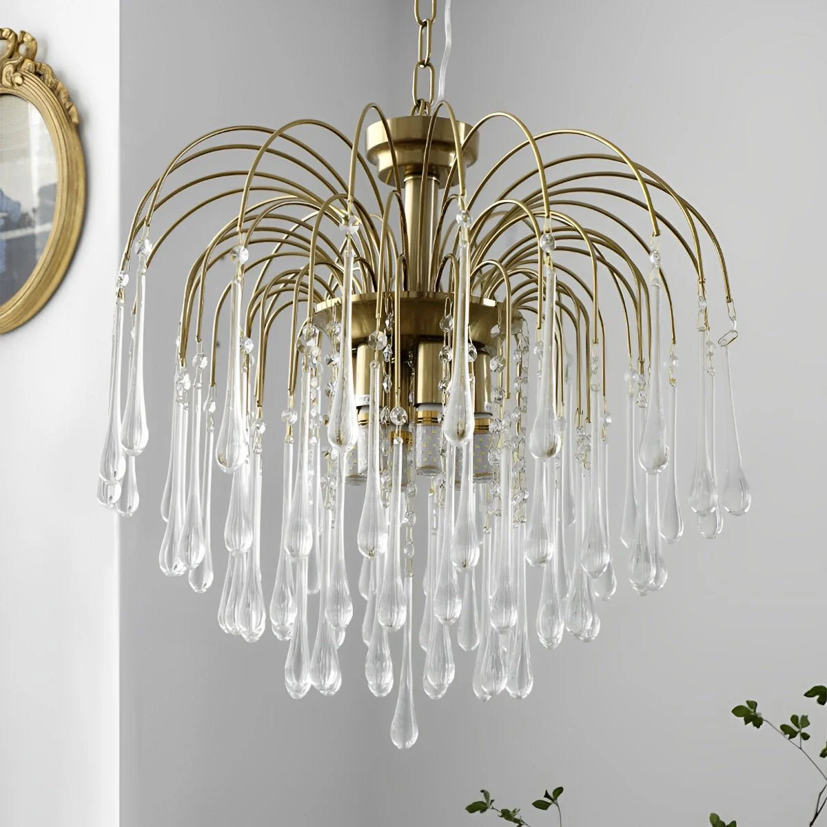 Retro Gold Linear Teardrop Crystal Chandeliers - Image 10