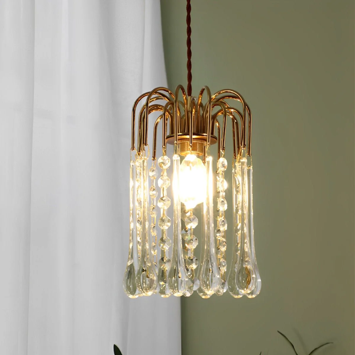 Retro Gold Linear Teardrop Crystal Chandeliers - Image 11