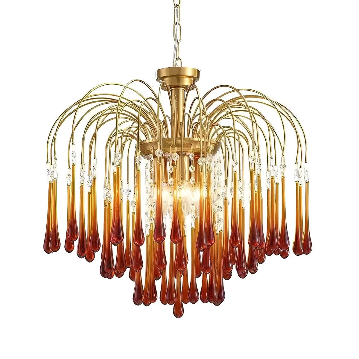 Retro Gold Linear Teardrop Crystal Chandeliers - Image 13