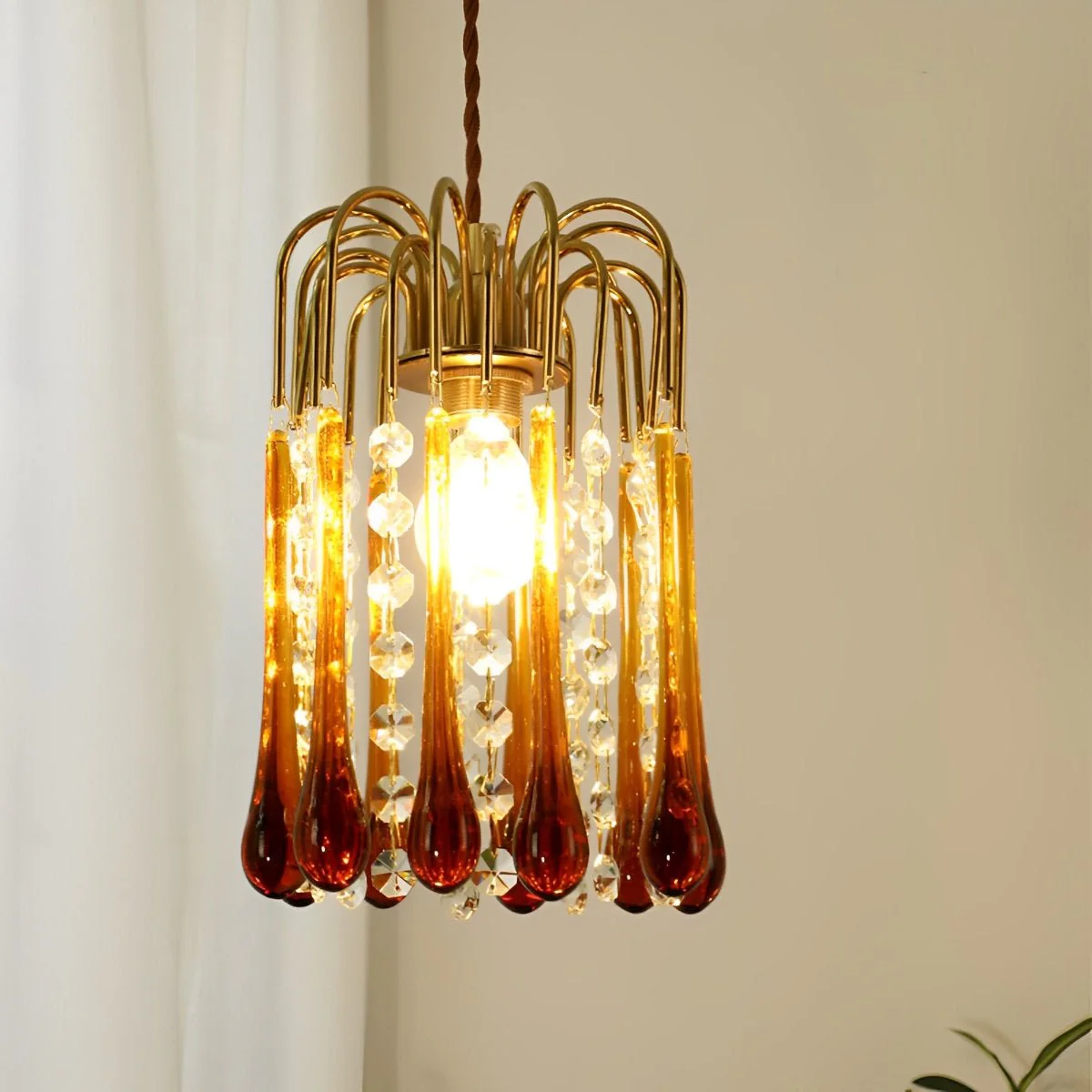 Retro Gold Linear Teardrop Crystal Chandeliers - Image 4