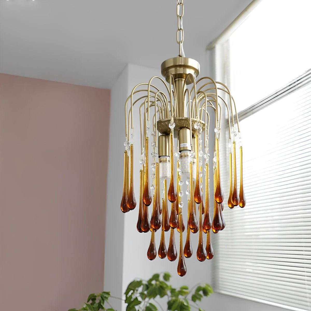 Retro Gold Linear Teardrop Crystal Chandeliers - Image 6