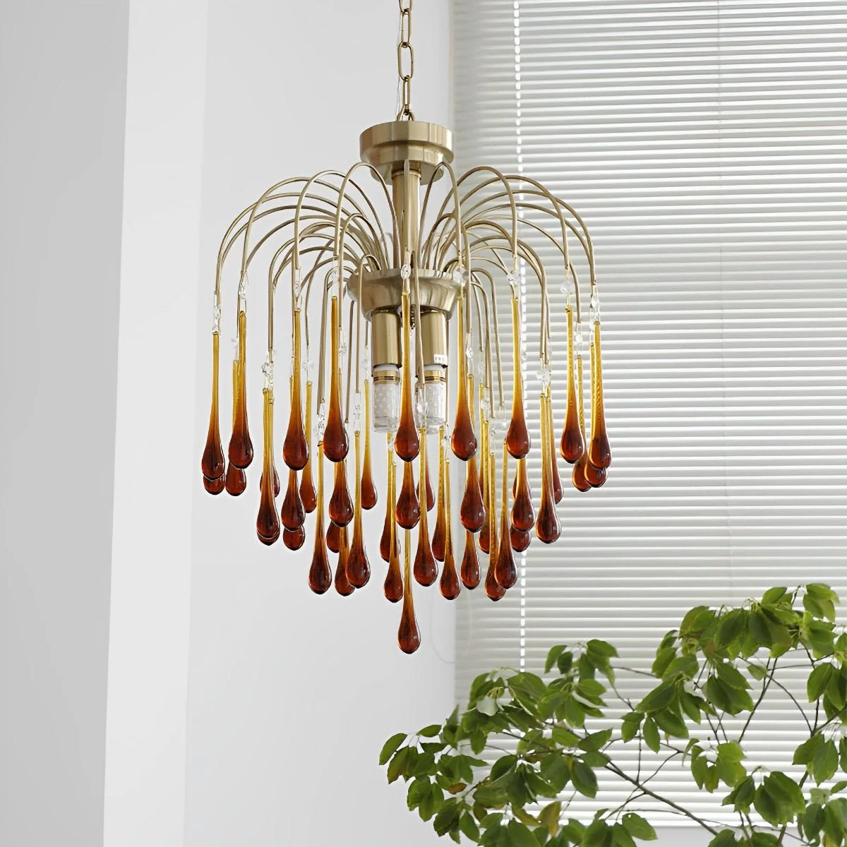 Retro Gold Linear Teardrop Crystal Chandeliers - Image 9