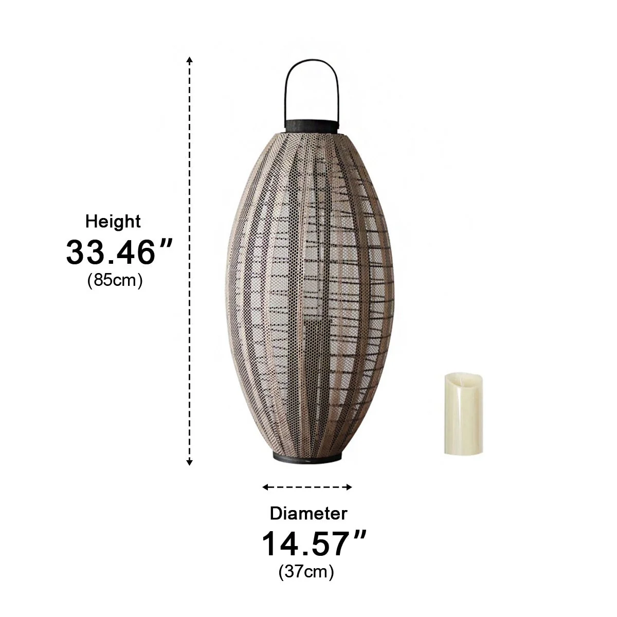 Retro Handmade Oval Cage LED Candle Floor Lamp Lantern - Image 9
