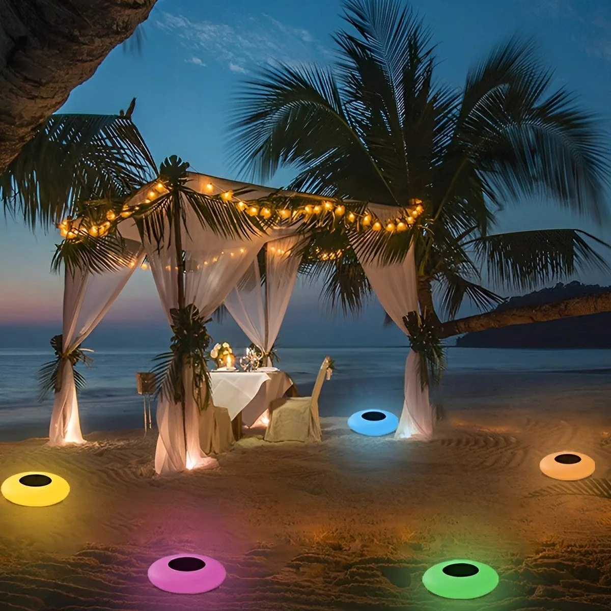 Round Colorful RGB LED Waterproof Solar Modern Outdoor Lights Pool Lights Water Floating Light Pond Lamp - Image 7