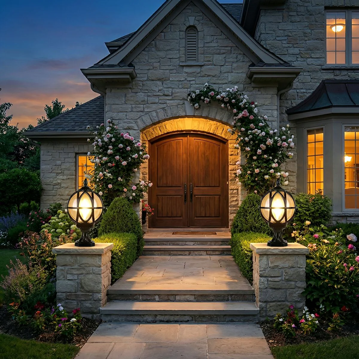 Farmhouse Round Ball Waterproof Outdoor Fence Post Lights - Image 3