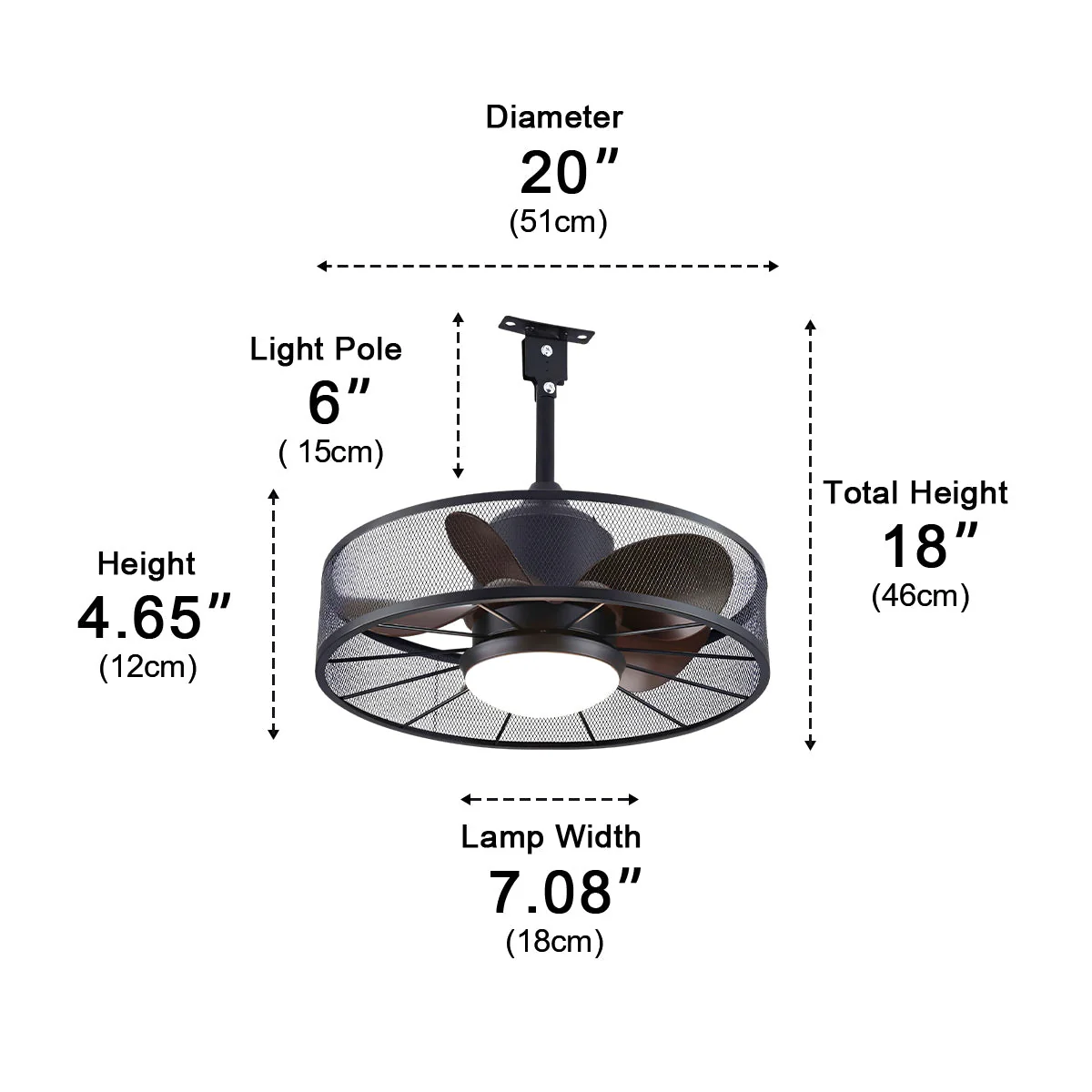 Rustic Mesh Ring - Round Outdoor DC Motor Reverse Ceiling Fan Light - Image 5