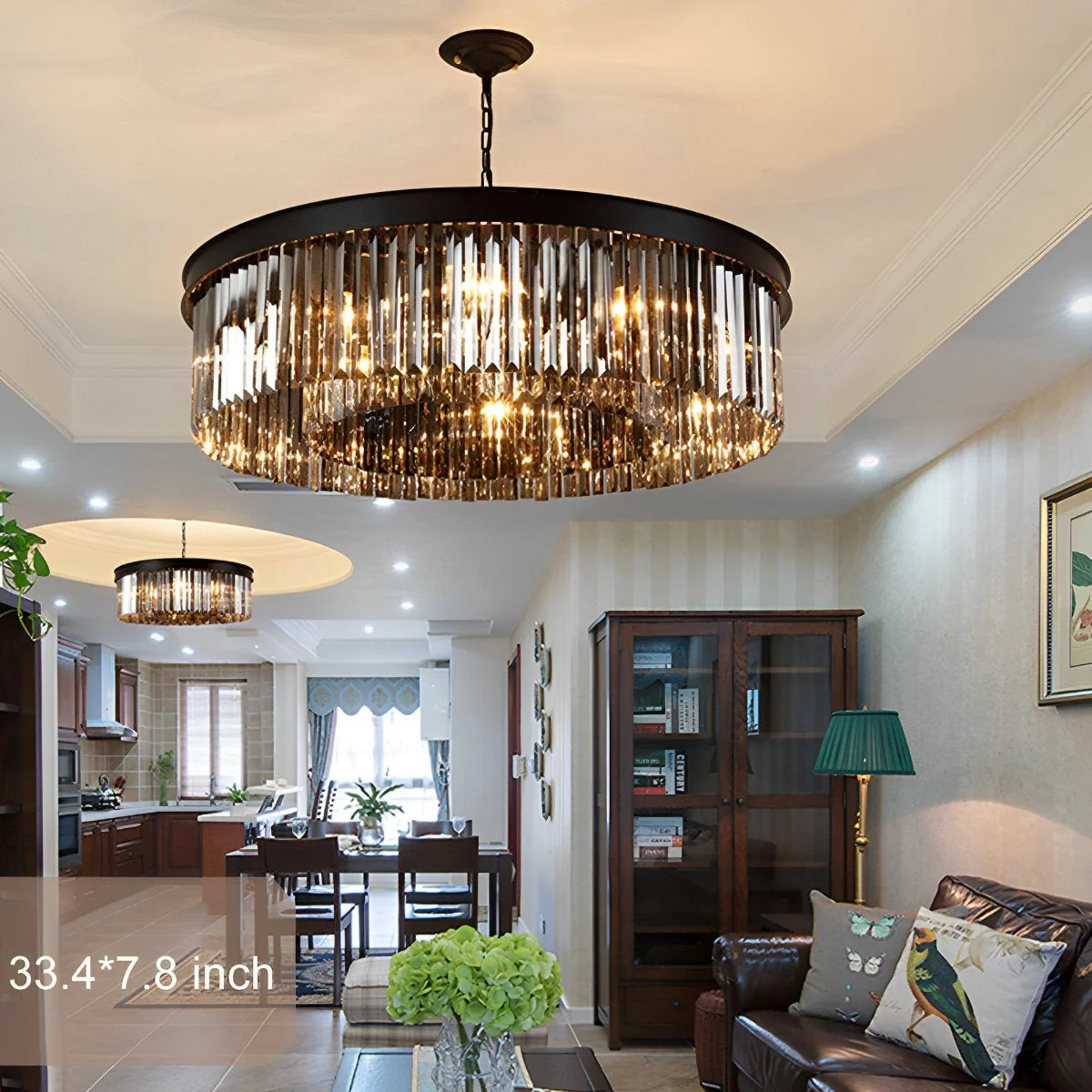 Rustic Modern Crystal Chandeliers Round Ceiling Lights - Image 3