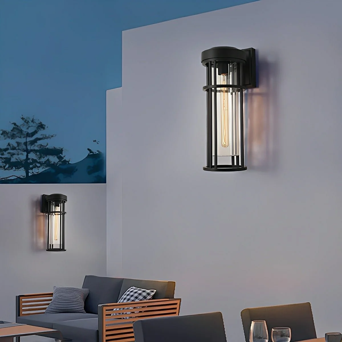 Rustic Modern Cylinder Waterproof Outdoor LED Porch Wall Lights - Image 4