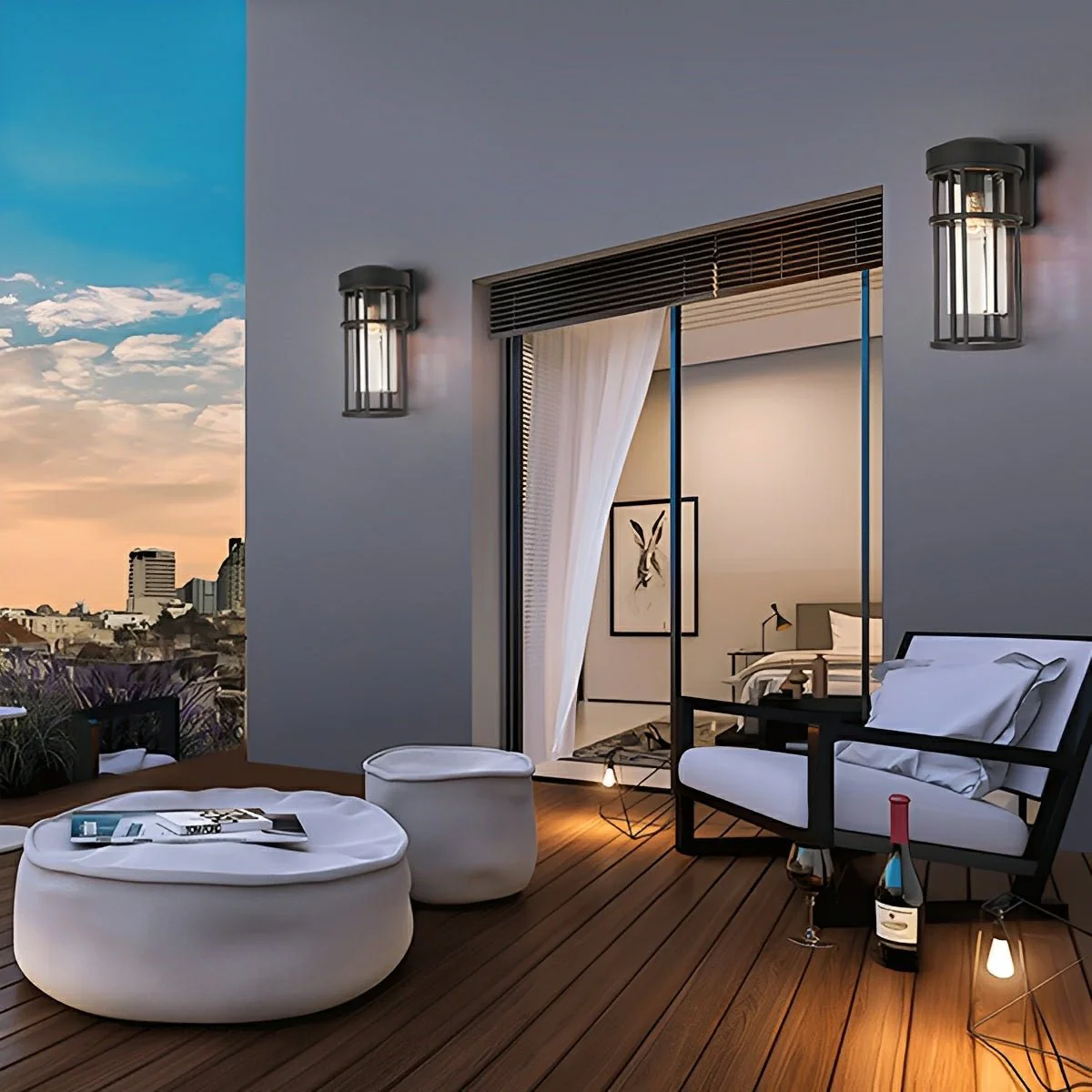 Rustic Modern Cylinder Waterproof Outdoor LED Porch Wall Lights - Image 5
