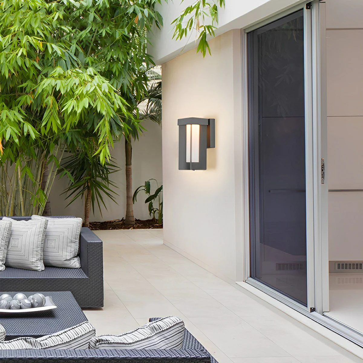 Rustic Modern Geometric Sculptural Waterproof Outdoor LED Porch Wall Lights - Image 2