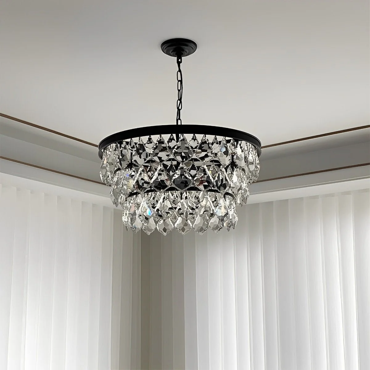 Rustic Modern Round Crystal Chandeliers Round Light - Image 4