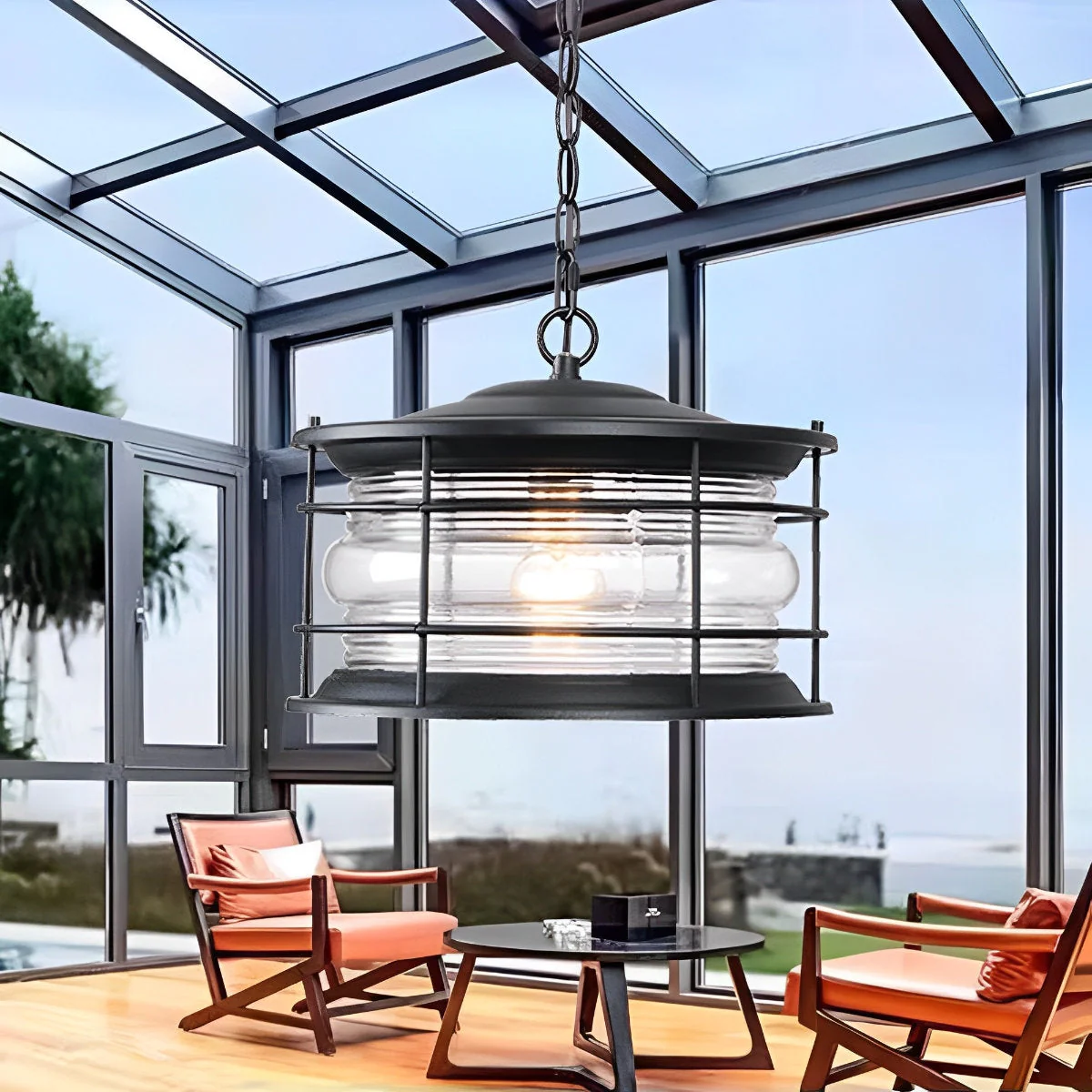 Rustic Modern Super Bright Black Outdoor Pendant Lights Lantern - Image 5