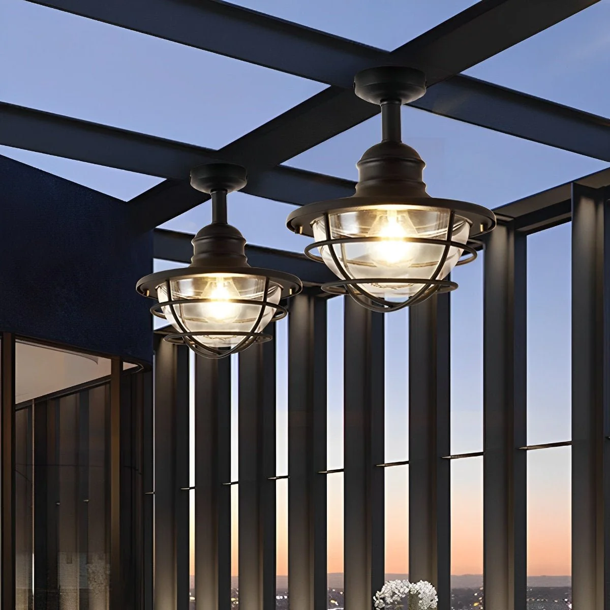 Rustic Modern Super Bright Black Round Outdoor Ceiling Lights - Image 11