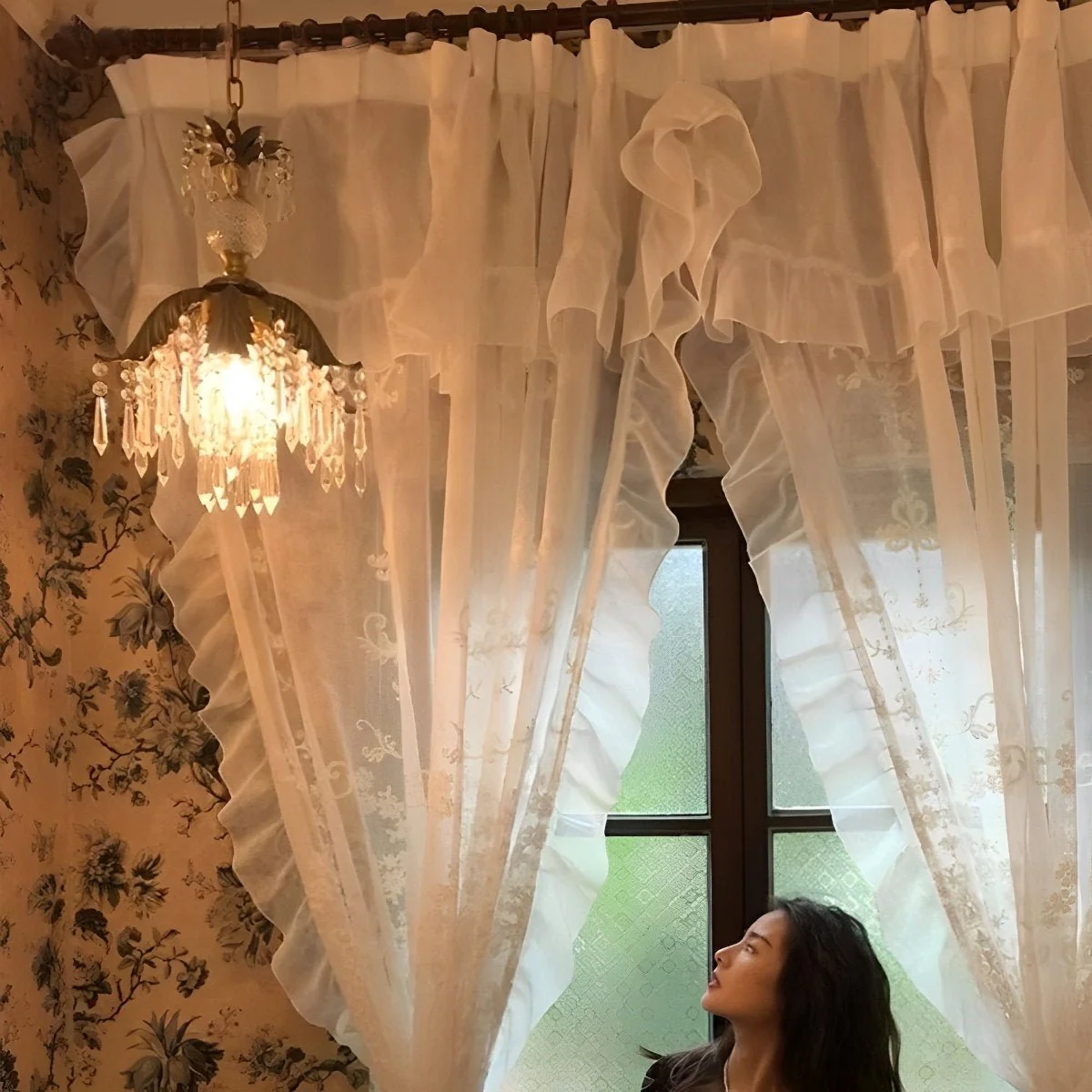 Rustic Retro Flower Crystal Chandelier Lighting - Image 3