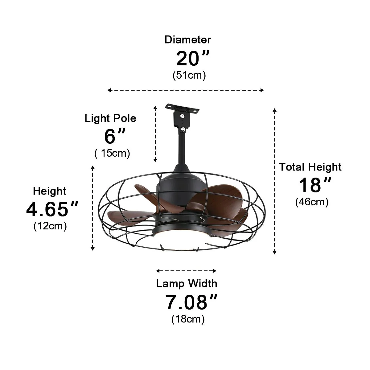 Rustic Round Outdoor DC Motor Reverse Ceiling Fan Light 19.69" - Image 5