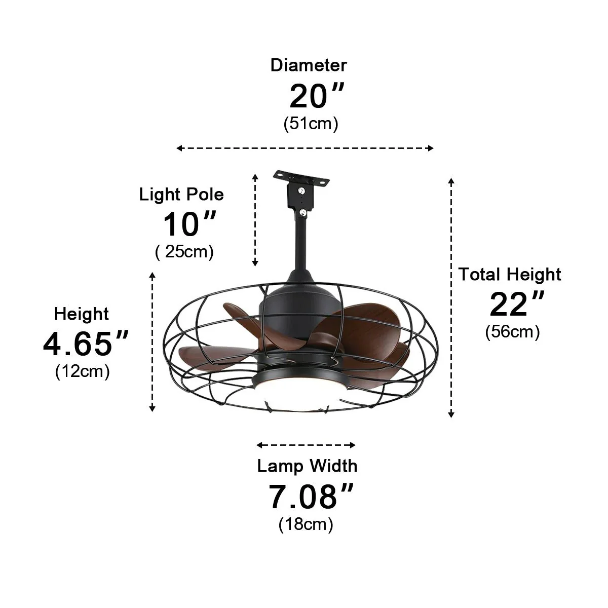 Rustic Round Outdoor DC Motor Reverse Ceiling Fan Light 19.69" - Image 6