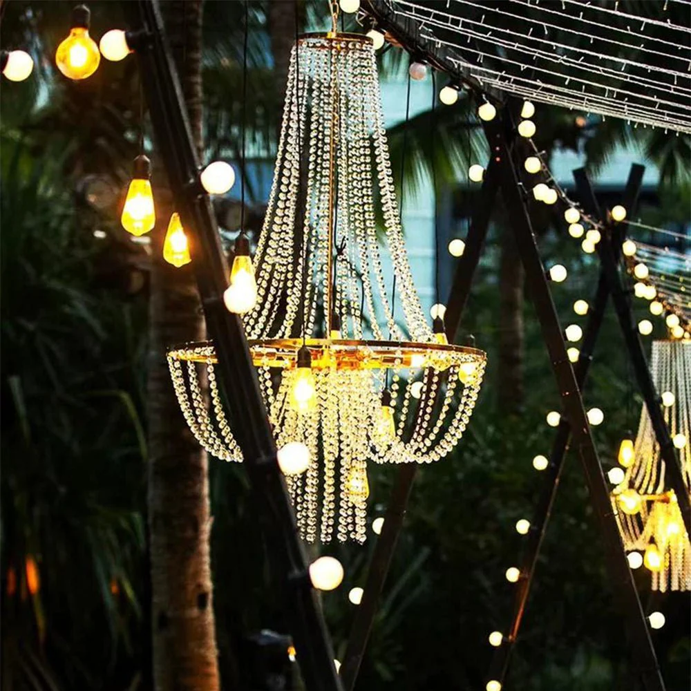 Set of 2 Luxury Waterproof Outdoor Wedding Crystal Chandeliers - Image 13