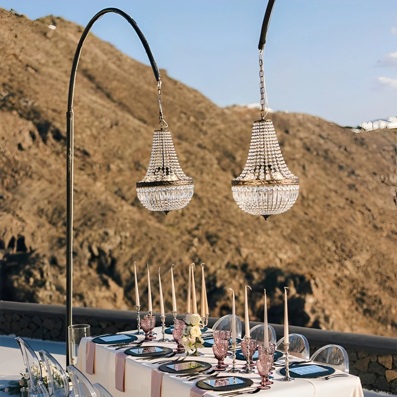 Set of 2 Luxury Waterproof Outdoor Wedding Crystal Chandeliers - Image 4
