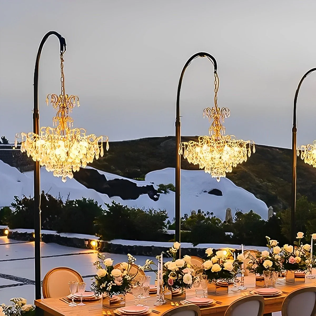 Set of 2 Luxury Waterproof Outdoor Wedding Crystal Chandeliers - Image 6