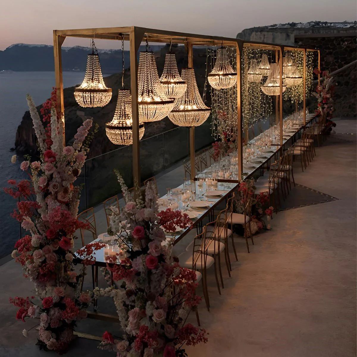Set of 2 Luxury Waterproof Outdoor Wedding Crystal Chandeliers - Image 9