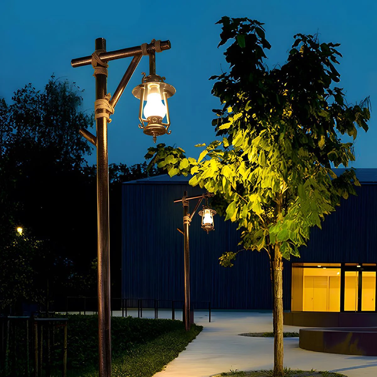 Set of 4 Waterproof Vintage Lantern Outdoor Western Street Pole Lights - Image 2