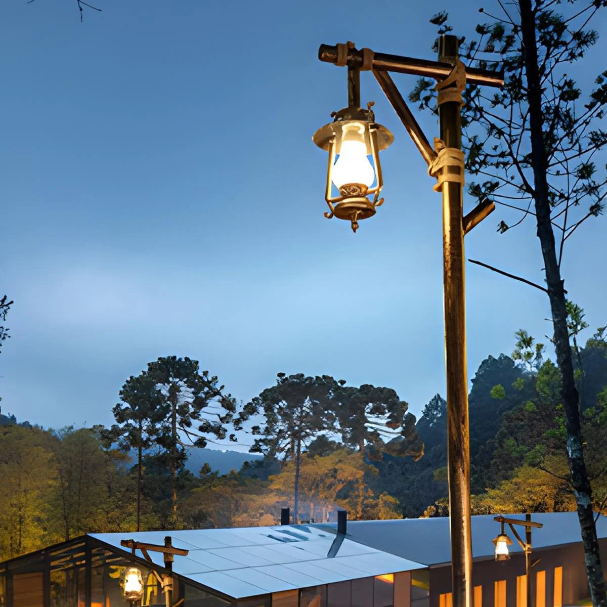 Set of 4 Waterproof Vintage Lantern Outdoor Western Street Pole Lights - Image 3