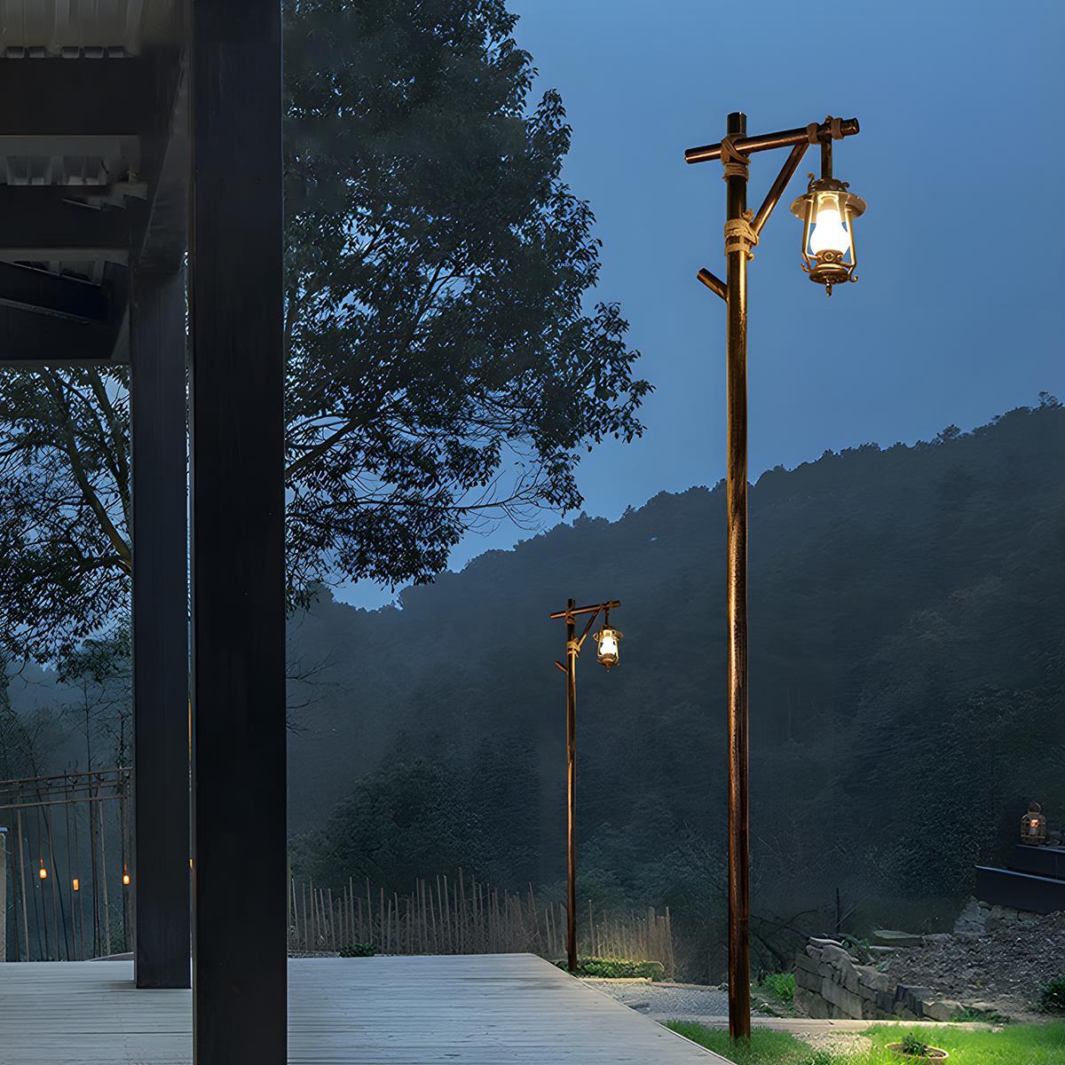 Set of 4 Waterproof Vintage Lantern Outdoor Western Street Pole Lights - Image 6