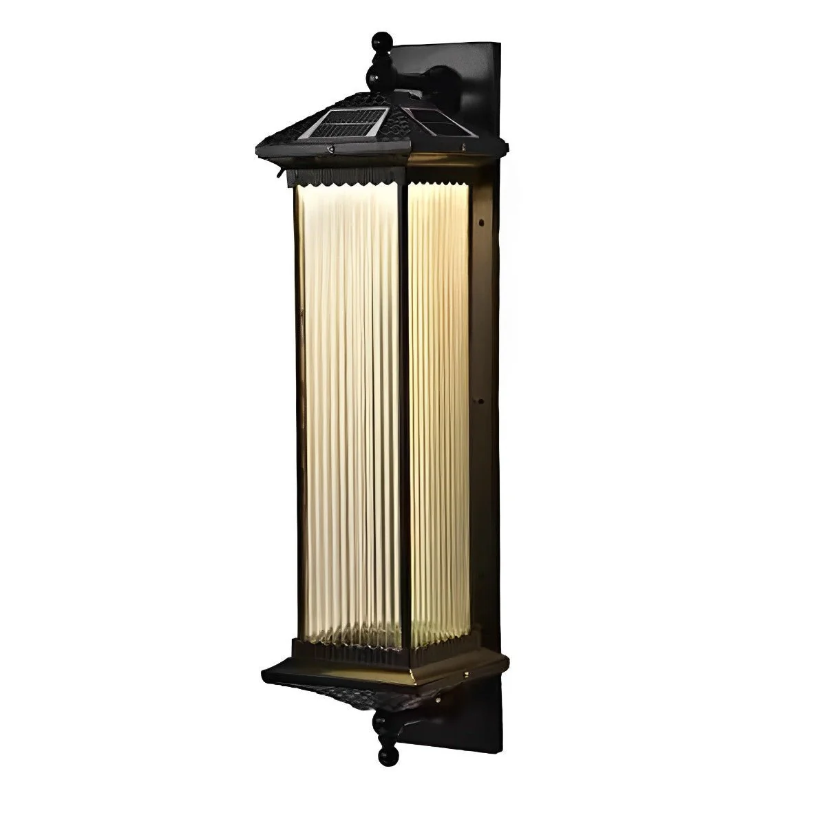 Waterproof Retro Striped Glass Solar Wall Lights - Image 10