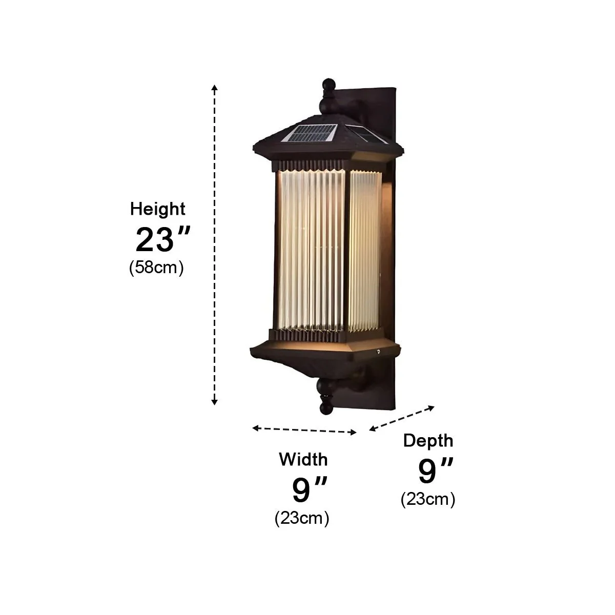 Waterproof Retro Striped Glass Solar Wall Lights - Image 12
