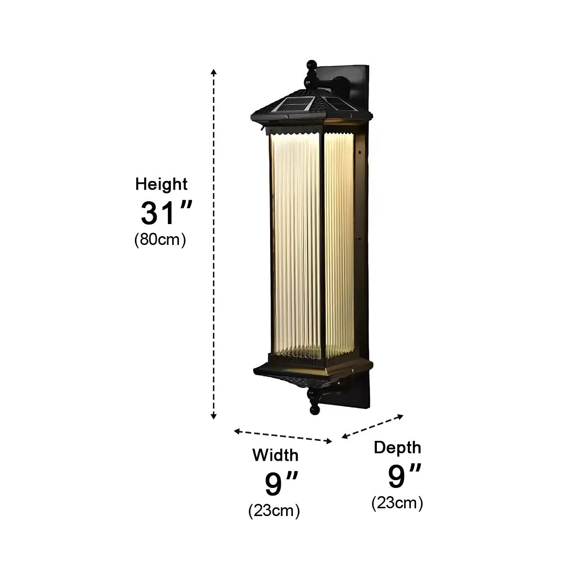 Waterproof Retro Striped Glass Solar Wall Lights - Image 13