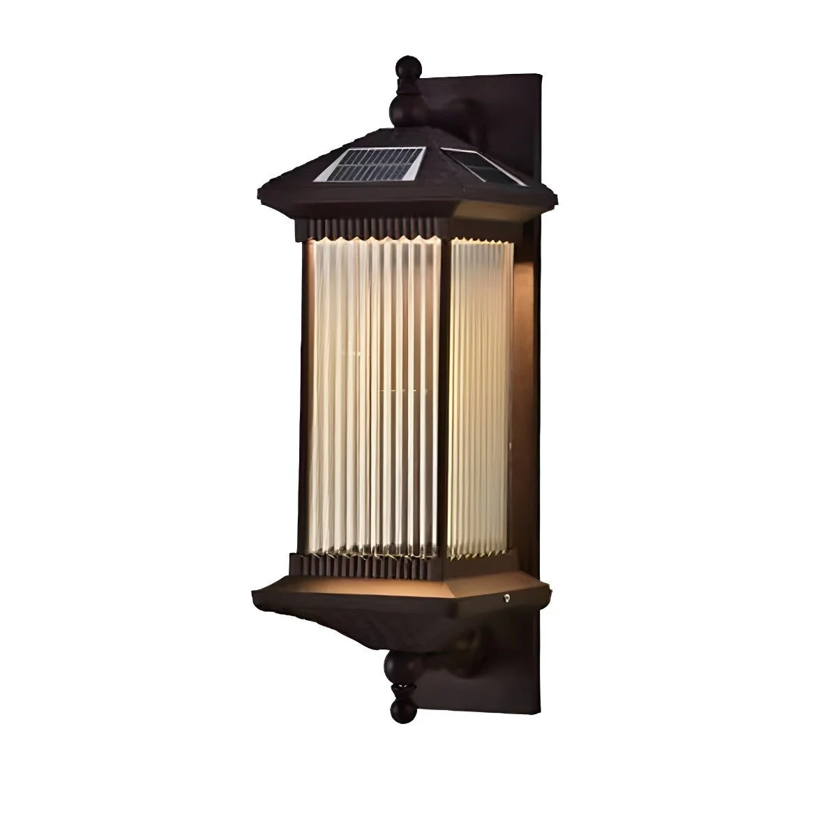 Waterproof Retro Striped Glass Solar Wall Lights - Image 9