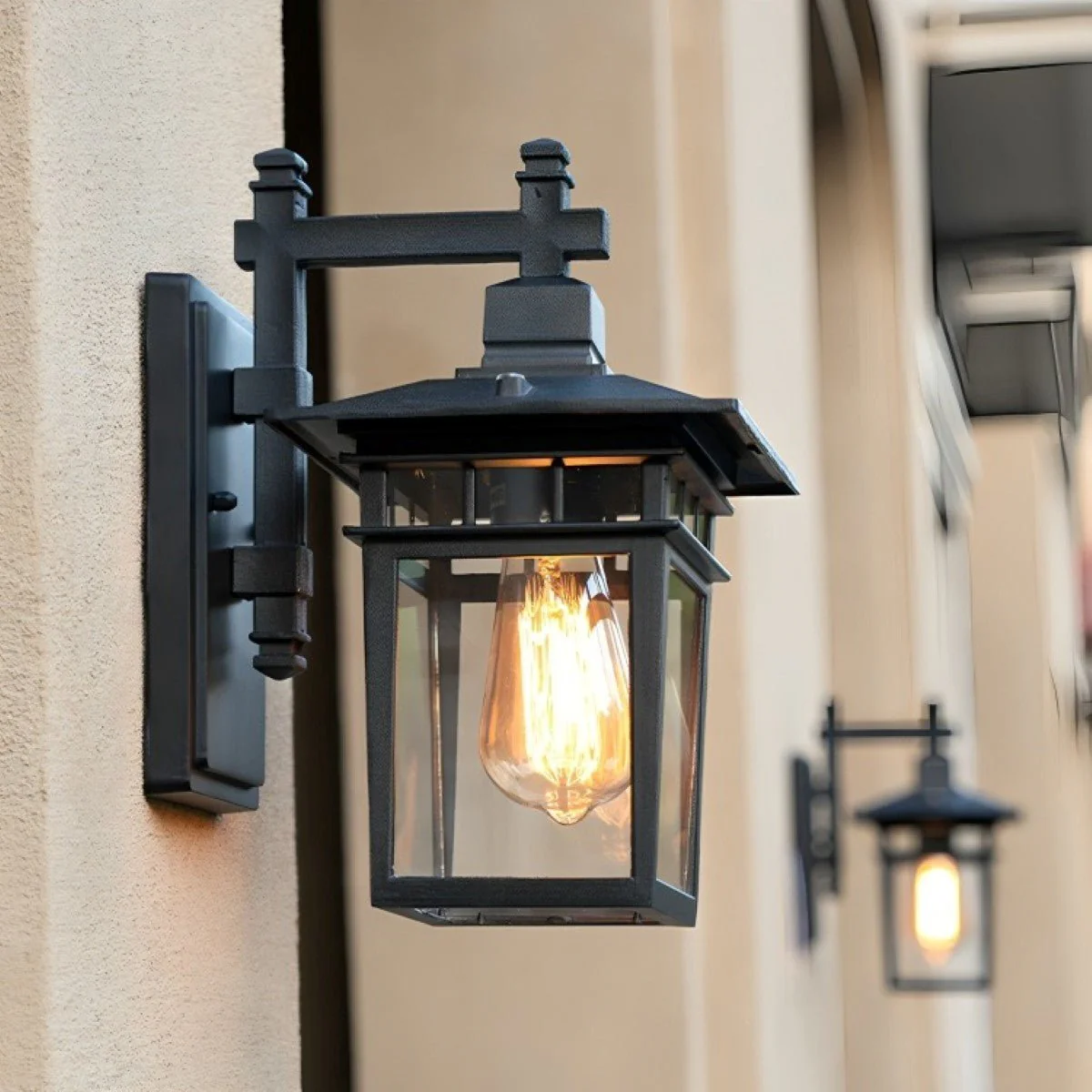 Rustic Square Waterproof Outdoor LED Porch Wall Light - Image 2