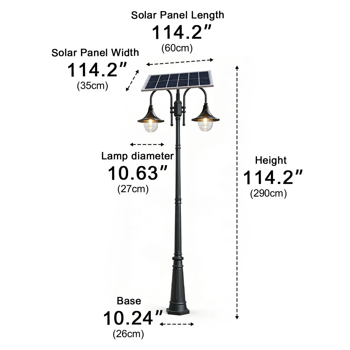 Solar Vintage Waterproof Flared LED Outdoor Pathway Pole Lights - Image 15