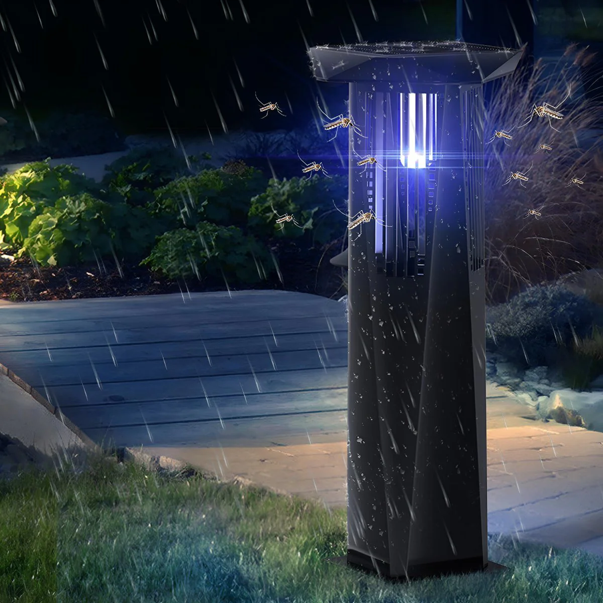 Solar Waterproof LED Outdoor Mosquito Bug Zapper Killer Lawn Lights - Image 3